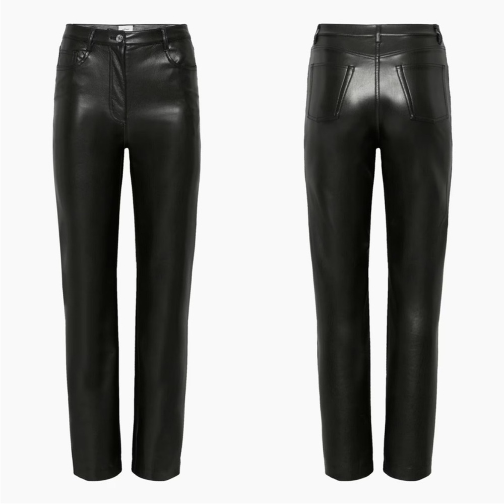 Aritzia The Melina Pant Black Faux Vegan Leather High Rise Straight (40% OFF!)